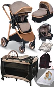 Yeni Doğan Set 8 İn 1 Rose Mose 605 Travel Sistem Bebek Arabası + Baby Home 560 Bebek Oyun Parkı Yatak Beşik - 1