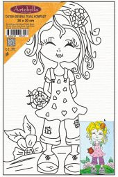 Sevimli Kız Desenli Pres Tuval Boyama 20x30 cm - 2