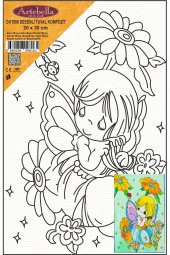 Kız Desenli Pres Tuval Boyama 20x30 cm - 2