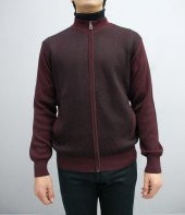 5021 Bordo Fermuarlı Triko Hırka - 2