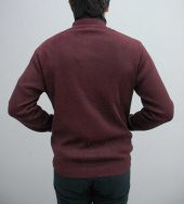 5021 Bordo Fermuarlı Triko Hırka - 3