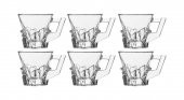 6Lı Lüx Kristal Kulplu Bardak Saplı Çay Bardağı Fincanı Seti Dekoratif  KB-05 - 2