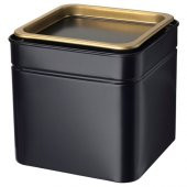 Kapaklı Saklama Kutusu Çay-Kahve Kutusu IKEA 10x10x10 cm Siyah - 1