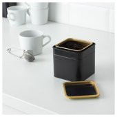 Kapaklı Saklama Kutusu Çay-Kahve Kutusu IKEA 10x10x10 cm Siyah - 2