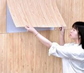 Renkli Duvarlar 10 Adet Nw37 Ahşap Lambri Arkası Yapışkanlı Esnek Silinebilir thumbnail 2