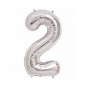 2 Rakam Gümüş Folyo Balon 16 inç (40 cm) - 1