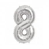 8 Rakam Gümüş Folyo Balon 16 inç (40 cm) - 1