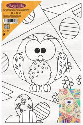 Baykuş Desenli Pres Tuval Boyama 20x30 cm - 2