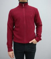 93094 Bordo Fermuarlı Triko Hırka - 2