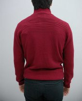 93094 Bordo Fermuarlı Triko Hırka - 3