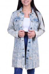 PEKPARK KADIN 100 Pamuk Denim Enzim Taşlama Günlük Kullanım Ceket MOD00021 - 1