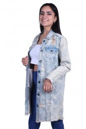 PEKPARK KADIN 100 Pamuk Denim Enzim Taşlama Günlük Kullanım Ceket MOD00021 - 4
