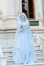 Gamze Özkul - İnci Abiye - Mavi - 1