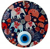 Nazar Boncuklu Fil Desenli Duvar Süsü Füzyon Cam Filli Duvar Dekoru thumbnail 2