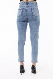 Mayın Lacivert Yüksek Bel Yıpratma Detaylı Skinny Jean - 4