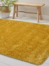 Lalin Collection Makinede Yıkanabilir Kaymaz Taban Sarı Shaggy Halı, Paspas 50 x 80 cm - 1