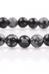 Karlı Obsidyen Doğal Taş Bileklik 6 mm Küre Kesim - 2