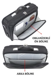 Unisex 17.3" Siyah Çelik Kasalı Laptop Evrak Notebook Bilgisayar Çantası - 4