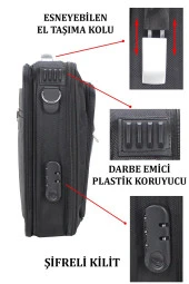 Unisex 17.3" Siyah Çelik Kasalı Laptop Evrak Notebook Bilgisayar Çantası - 5