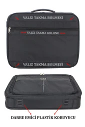Unisex 17.3" Siyah Çelik Kasalı Laptop Evrak Notebook Bilgisayar Çantası - 6