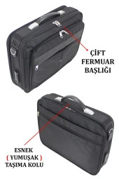 Unisex 17.3" Siyah Çelik Kasalı Laptop Evrak Notebook Bilgisayar Çantası - 7