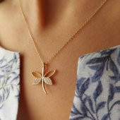 Altın yusufcuk taşlı kolye 1.90 gram - 1