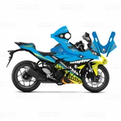 Yamaha R25 2019 Rossi Shark Design Mavi Sticker Set - 1