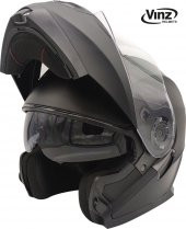 Vinz 162 Çene Açılır Motosiklet Kaskı Mat Siyah - 2