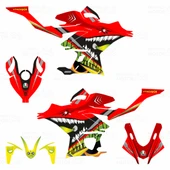 2019 Rossi Shark Design Kırmızı Sticker Set - 2