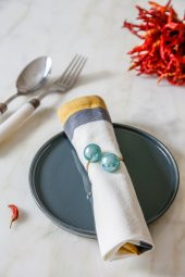 6lı Mavi Lolipop Altın Halkalı Peçete Yüzüğü - 1