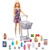 Orjinal Barbie Süpermarkette Alışverişte Oyun Seti Barbie ve Alışveriş Arabası thumbnail 1