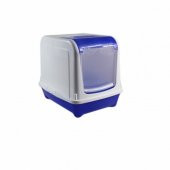 KAPALI BÜYÜK KEDİ TUVALET KABI ÜSTTEN AÇILAN MAVİ RENK - 1