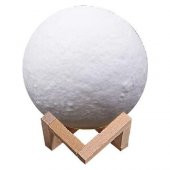 himarry Yerküre Ld 18cm Şarj Edelibilen Gece Ay Lambası Ahşap Standlı - 1