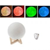 himarry Yerküre Ld 18cm Şarj Edelibilen Gece Ay Lambası Ahşap Standlı - 3