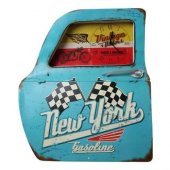 himarry Dekoratif Newyork Temalı Mavi Araba Kapısı Saatli Duvar Rafı - 1