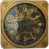 Saat Çarklı Kare Roma Rakamlı Duvar Saati Dekoratif Hediyelik - 1