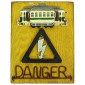 himarry Tabela Tehlike Tranvay Figürlü Vintage Kapı Yazısı Hediyelik - 1