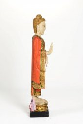 Ahşap El Yapımı Huzuru Her Yerde Bulabileceğinizi Simgeleyen Duruşu Buda Heykeli Biblo 80 Cm - 3