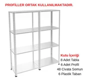 4 Katlı Duble Galvaniz Çelik Raf - Depo, Arşiv, Kiler, Dosya, Market Rafı  43x60 cm 150 cm 1.50 mm thumbnail 1