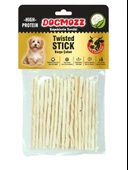 DogMozz Premium Stick Kalın Burgu Deri Çubuk Beyaz 50 Adet - 1