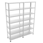 7 Katlı Duble Galvaniz Çelik Raf - Depo, Arşiv, Kiler, Dosya, Market Rafı  31x93 cm 200 cm 1.50 mm thumbnail 3