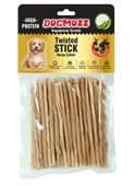 DogMozz Premium Deri Çubuk Burgu Stick Natural Kalın Boy Köpek Kemiği 50 Adet - 1