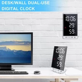 Valkyrie Aynalı LED Dereceli Nem Ölçer Alarmlı Masa Saati Beyaz - 10
