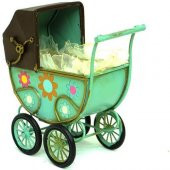 himarry Dekoratif Metal Bebek Arabası Biblo Vintage Hediyelik - 1