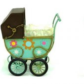 himarry Dekoratif Metal Bebek Arabası Biblo Vintage Hediyelik - 2