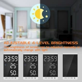 Valkyrie Aynalı LED Dereceli Nem Ölçer Alarmlı Masa Saati SİYAH - 11