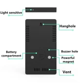 Valkyrie Aynalı LED Dereceli Nem Ölçer Alarmlı Masa Saati SİYAH - 6