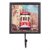 himarry Dekoratif Metal Askı Tramvay Dekorlu Retro Askılık Vintage - 1