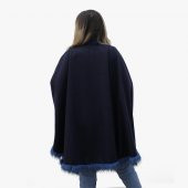 Mavi peluşlu lacivert uzun şal - 4