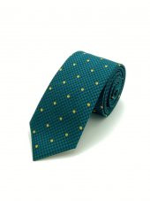 Brianze Yeşil Puantiyeli Kravat Mendil Set thumbnail 2
